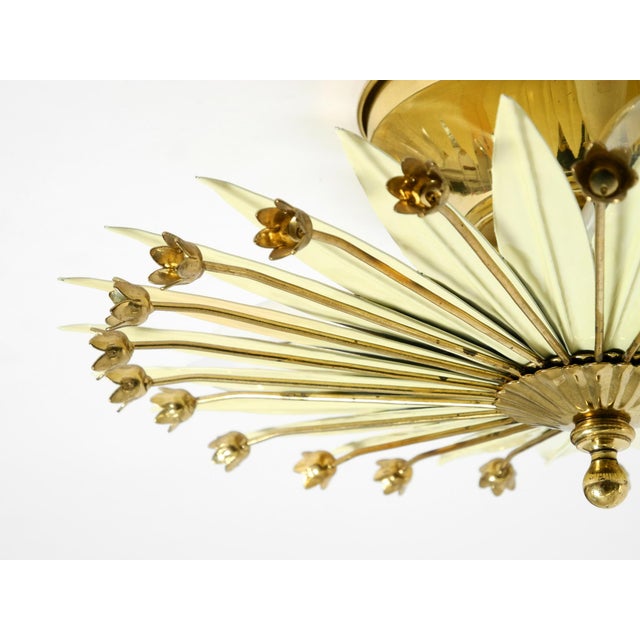 Small Vintage Brass and Metal Sunburst Ceiling Lamp, 1950s For Sale - Image 11 of 18