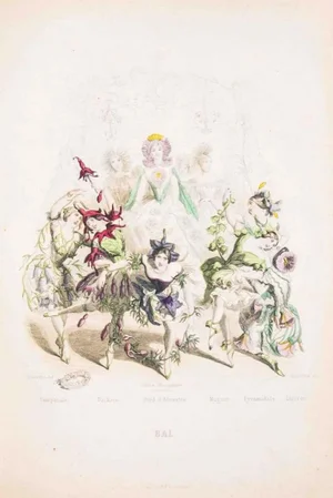 Bal - Les Fleurs Animées Vol.II - Lithograph by J.J. Grandville - 1847 1847