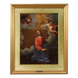 Italian Artist, Christ with Angels, 1690, Oil on Canvas, Framed For Sale
