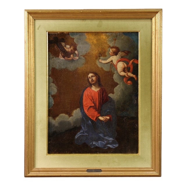 Italian Artist, Christ with Angels, 1690, Oil on Canvas, Framed For Sale