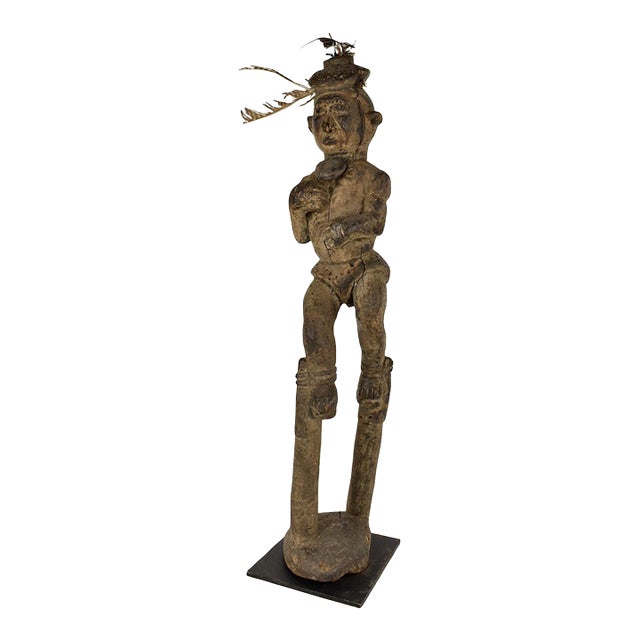 Early 20th Century Pende Standing Stilted Wood Figure on Custom Base For Sale