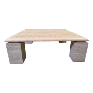 Vintage Italian Travertine Coffee Table, 1970s For Sale