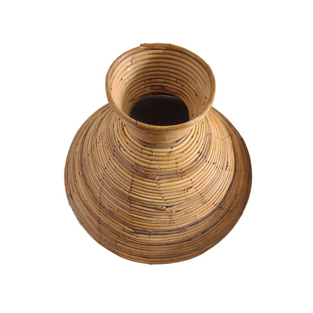 Brown Mid 20th Century Monumental Coastal Pencil Reed Table Lamp Shade For Sale - Image 8 of 8