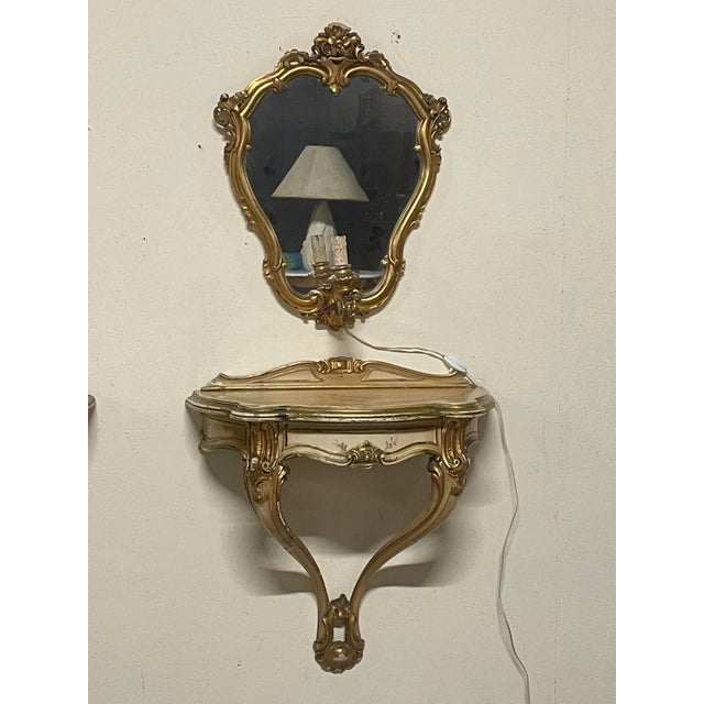 Wall-Mounted Console Tables with Mirrors and Wall Lamps, 1940s, Set of 4 For Sale - Image 11 of 18
