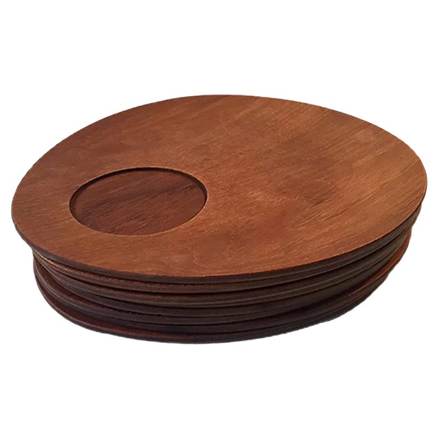 Danish Teak Tear Drop Breakfast Plates, 1960s, Set of 8 For Sale