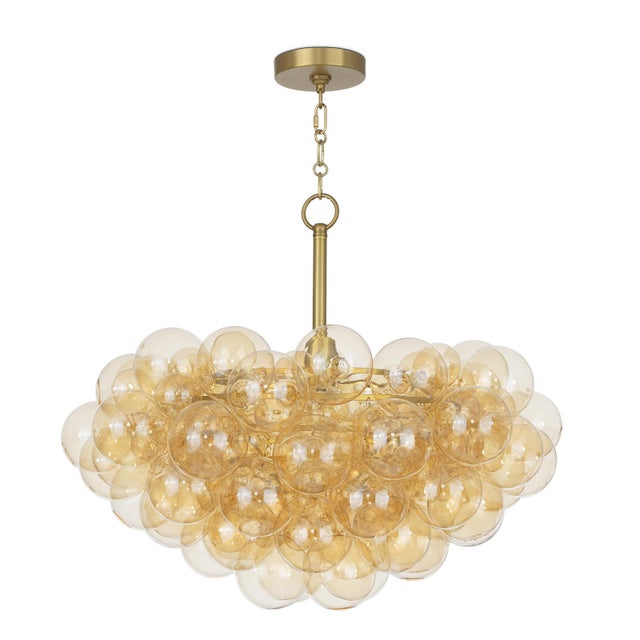 Regina Andrew Bubbles Chandelier, Natural Brass with Amber Glass For Sale - Image 4 of 9