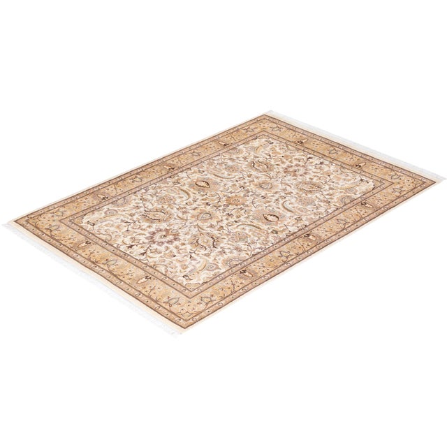 Ivory Mogul, One-of-a-Kind Hand-Knotted Area Rug - Ivory, 4' 2" x 6' 1" For Sale - Image 8 of 8