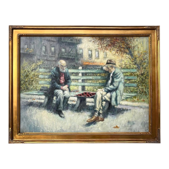 Men Playing Checkers New York Park by Monroe Resiman For Sale