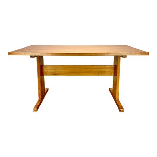 Mid Century Danish Modern Hans Wegner Style Trestle Dining Table For Sale