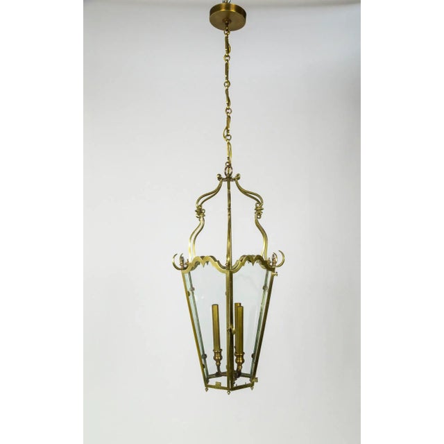Belle Epoque Brass Tapered Hex Lantern For Sale - Image 9 of 13