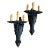 Pair Large Triple Candle Wall Sconces in Black Paints With Beautiful Cast Detail, Circa 1910 For Sale