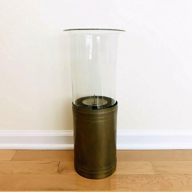Brass Late 19th Century Glass Cylinder Brass Stand Candle Holder For Sale - Image 8 of 8