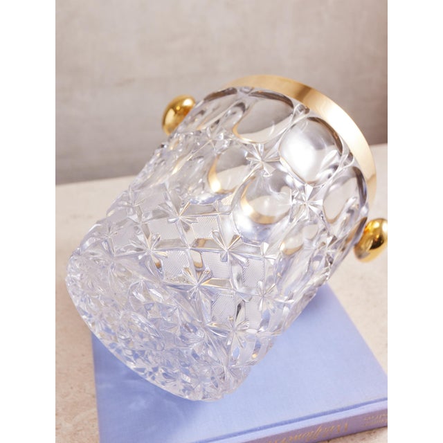 1960s Mid Century Crystal Modern Ice Bucket With Gold Rim For Sale - Image 18 of 18