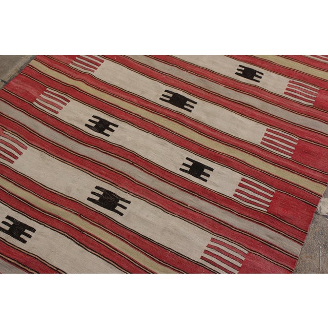 1980s Antique Turkish Kilim Rug in Red, Beige and Black For Sale - Image 5 of 8