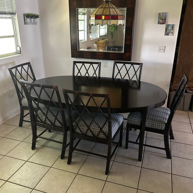 McGuire San Francisco Dining Set | 78” Oval Table + 2 Extensions + 6 Chairs Elegant and timeless McGuire San Francisco...