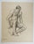 Vintage charcoal on paper male figural study by Geneva Flores Hart Fell (1906-2008) Texas, circa 1950s. Signed and dated...