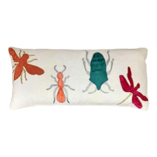 Decorative Embroidered Bug Pillow For Sale
