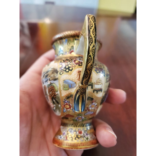 Satsuma Antique Small Satsuma Gold Applied Tea Pot, Signed For Sale - Image 4 of 9