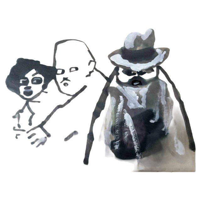 Mino Maccari, Figures, Mixed Media, 1950s For Sale