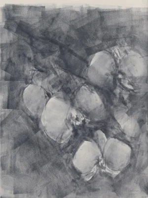 Ink on Paper_25 Original Modern Abstract Art Gray Painting by Carrie Bergey