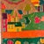 Folk Art Vintage Folk Art Painting in Carved & Painted Wood Panel of Playful Whimsical Village For Sale - Image 3 of 6