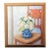 Vintage Signed J. Carr Oil Painting White Roses & Hydrangeas in Blue Chinoiserie Vase, Ornate Gilt Frame For Sale