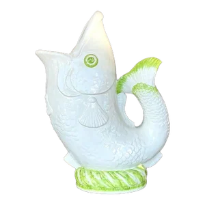 Vintage Coastal Italian Glazed Ceramic Fish Floor Vase