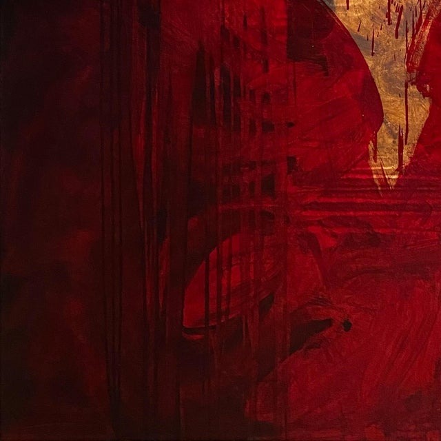 Maroon Contemporary Abstract Soil and Oil on Canvas "Love" by Paul Landauer For Sale - Image 8 of 9