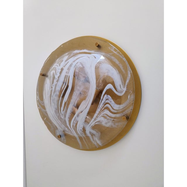 Large Flush Mount in Brass and Murano Glass from Hillebrand Lighting, 1970s For Sale - Image 9 of 18