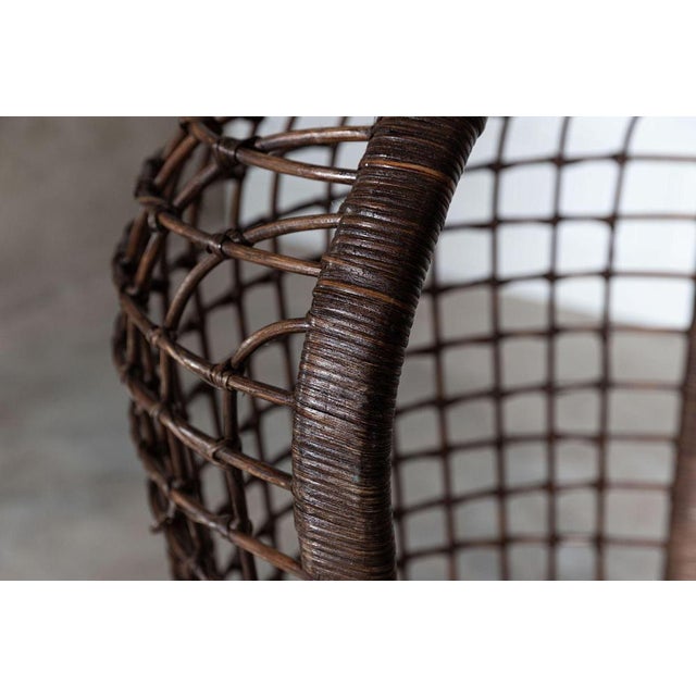 Mid-Century French Bamboo Rattan Swinging Egg Chair For Sale - Image 10 of 16
