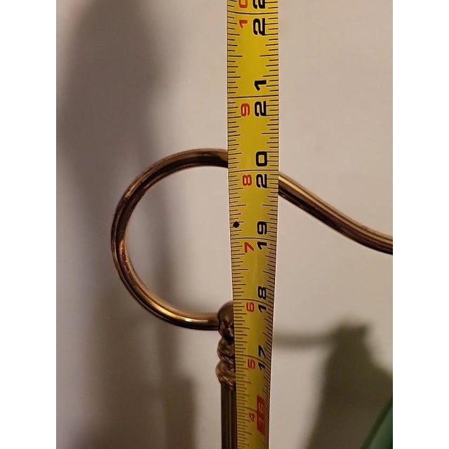 Vintage Banker Brass Lamp Green Glass Art Deco For Sale - Image 9 of 12