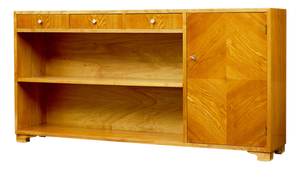 Mid-Century Modern Scandinavian Elm Low Open Bookcase, 1950