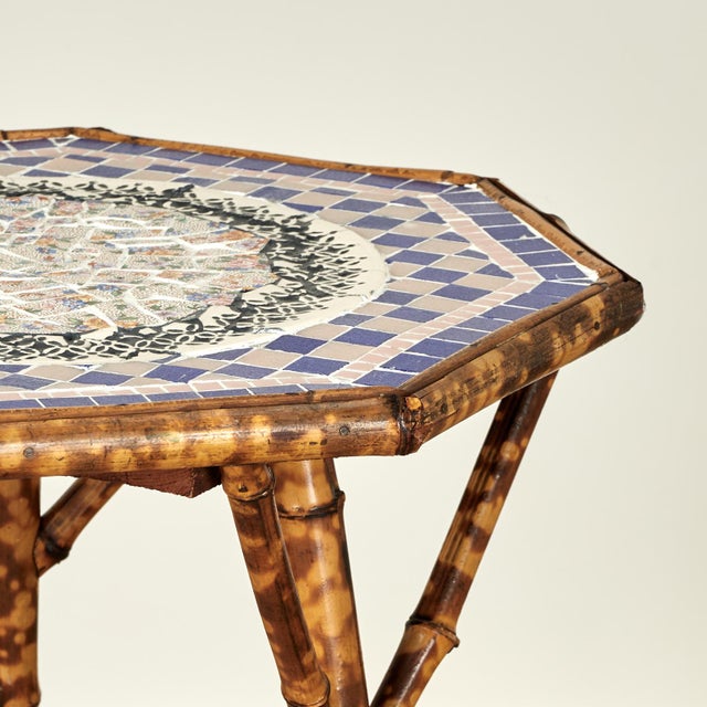Antique English Bamboo and Tile Table or Stand For Sale In West Palm - Image 6 of 11