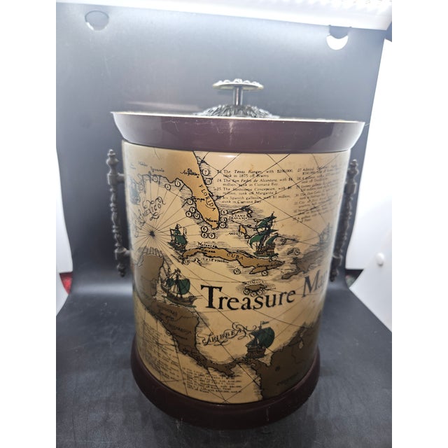 Vintage Cera Ice Bucket Features a "Treasure Map" Design For Sale - Image 4 of 8