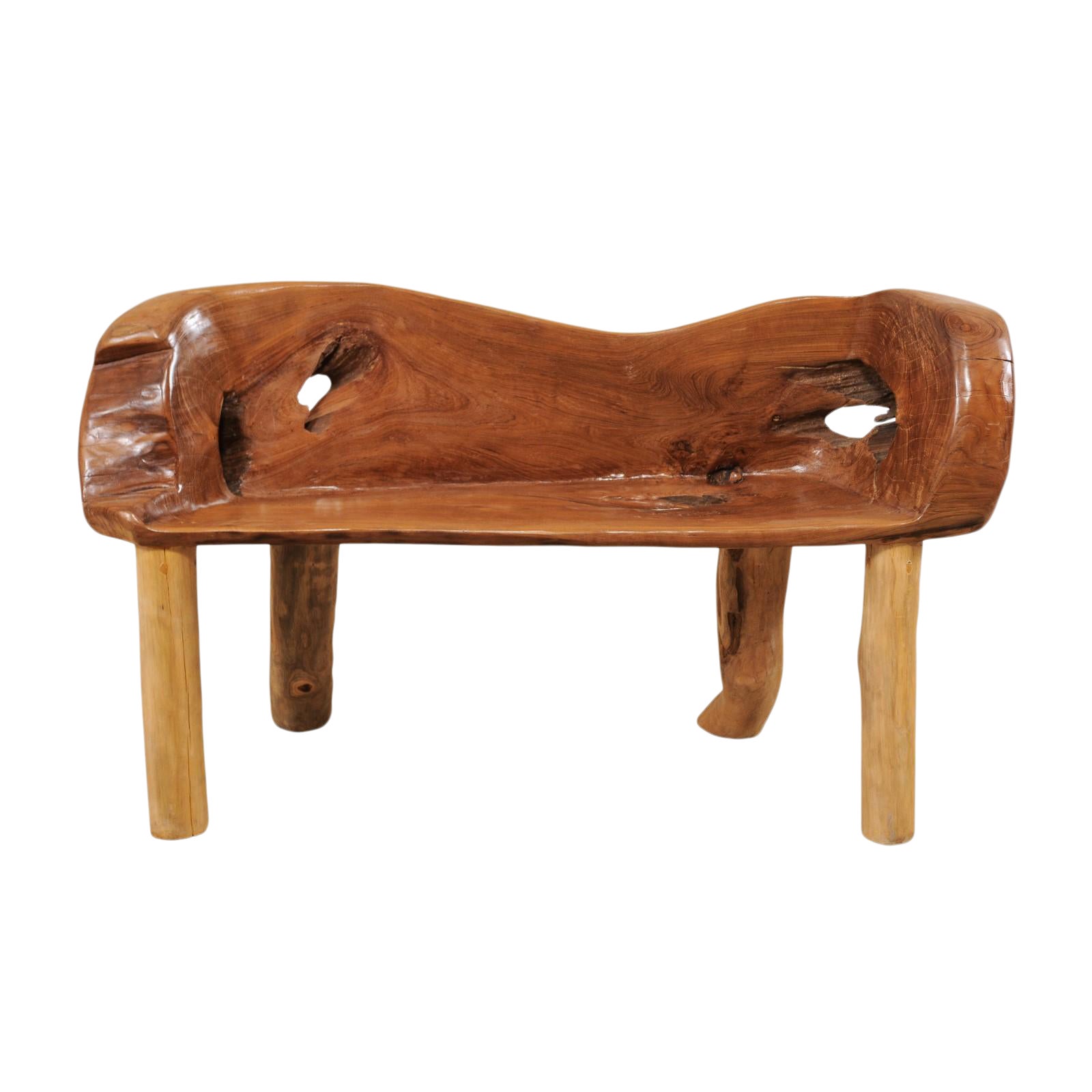 Petite Sized Natural Teak Wood Bench With Live Edge Chairish