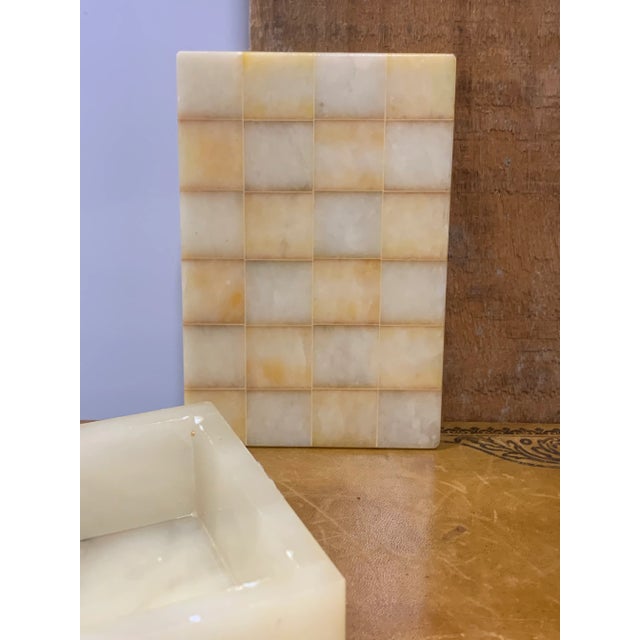 1960's Modern Italian Alabaster Box With Checkered Top For Sale - Image 4 of 6