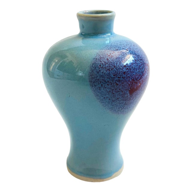 Blue and Purple Ceramic Vase For Sale