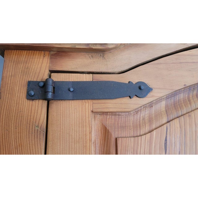 Rustic Solid Pine Armoire Hutch Storage Cabinet For Sale - Image 9 of 12