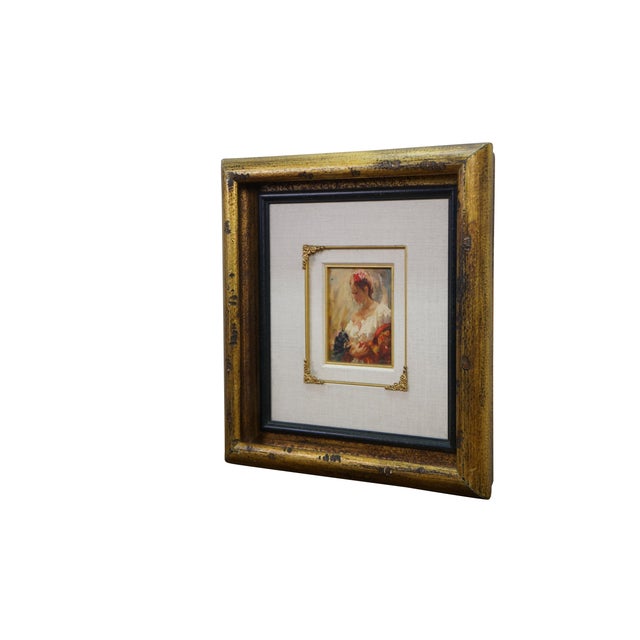 Impressionist Late 20th Century Mark Arian Study XIX Spanish Flamenco Dancer W Fan Oil Painting on Board 20" For Sale - Image 3 of 11