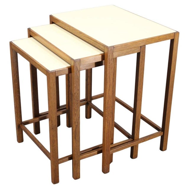 Art Deco Nesting Tables with Opaxy Glass Top, 1940s, Set of 3 For Sale - Image 15 of 15