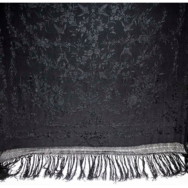 Antique Flaminco Fringed Piano Shawl Midnight Black - Outstanding For Sale - Image 9 of 9