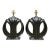 Vintage Sculptural Postmodern Black Ceramic Table Lamps, Pair For Sale