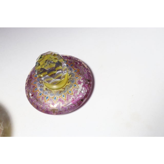 Vintage Bohemian Czechoslovakian Glass Powder or Trinket Jar With Crystal Finial For Sale - Image 16 of 18