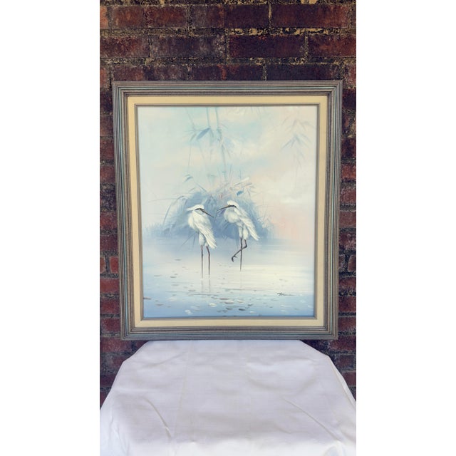 Mid-Century Modern 1980s Palm Beach Regency Vanguard Studio Style Original Champagne Gilt Coastal Oil Painting Signed Bruce For Sale - Image 3 of 12