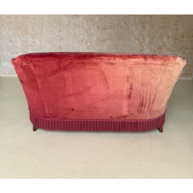 Red Small Scale French Napoleon III Settee in Red Velvet For Sale - Image 8 of 12