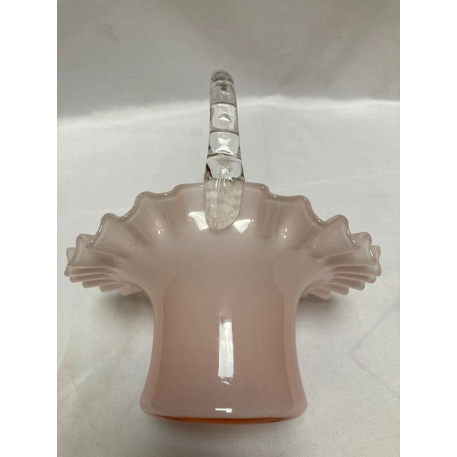 Fenton Art Glass Company Early 20th Century Vintage Fenton Rose Pink Glass Basket For Sale - Image 4 of 6