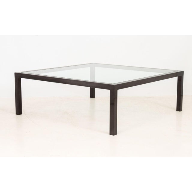 Transparent Modern Minimalist Polished Metal and Glass Top Coffee Table For Sale - Image 8 of 10