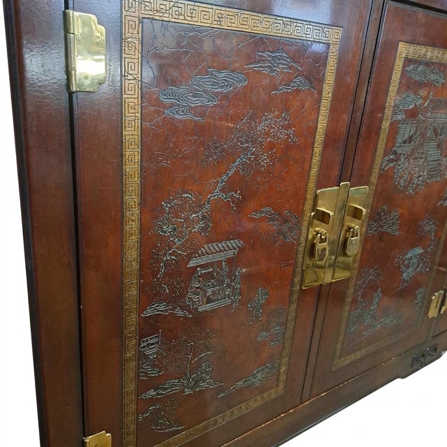 1970s Drexel Heritage Et Cetera Chinoiserie Etched Walnut Burl Sideboard For Sale - Image 12 of 15