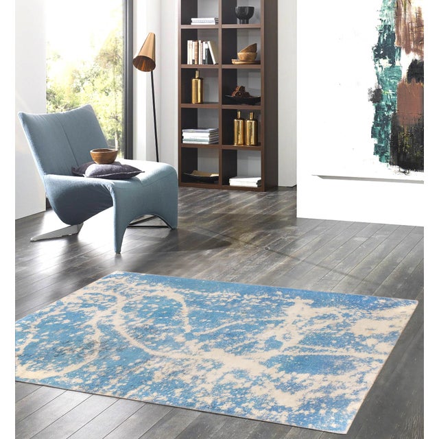 Contemporary Overdye Blue Wool Area Rug- 3' 3" X 5' 2" For Sale - Image 3 of 4