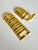 Post-war early yellow phonic resin based plastic pull used for drawers and cabinet doors with a polished aluminum center...